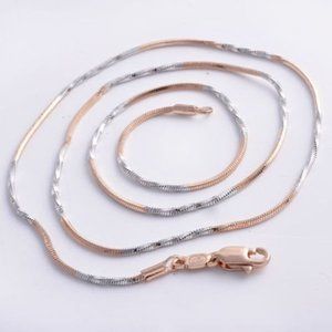 Necklace ~ 18" ~ Figaro ~  925 Sterling Silver & 14k Gold Filled